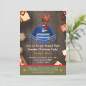 クリスマスホリデーボクサードッグ醜いセーターパーティー 招待状 (スタンド正面)