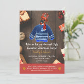 クリスマスホリデーボクサードッグ醜いセーターパーティー 招待状 (スタンド正面)