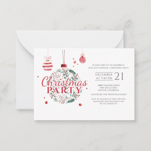 クリスマスホリデーボタニカルホリデモダンィーパーティー ノートカード (正面)