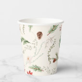 クリスマスホリデーボホポインセチアエレガントグリーンリー 紙コップ (正面)