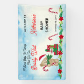 クリスマスホリデーボーイベアービーバーウェイベビーシャワー 横断幕 (縦)