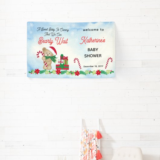 クリスマスホリデーボーイベアービーバーウェイベビーシャワー 横断幕 (インサイチュ)