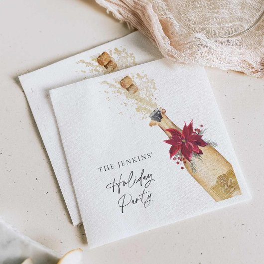 クリスマスホリデーポインセチアパーティー スタンダードカクテルナプキン