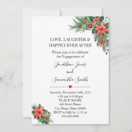 クリスマスホリデーポインセチア婚約結婚ズ 招待状