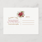 クリスマスホリデーポインセチア結婚式の日付を保存 案内ポストカード (裏面)