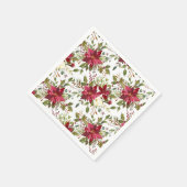 クリスマスホリデーポインセティアフラワーウィンターフローラ スタンダードカクテルナプキン (角)