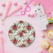 クリスマスホリデーポインセティアフラワーウィンターフローラ ペーパープレート (パーティー)