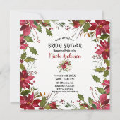 クリスマスホリデーポインセティアフラワーブライダルシャワー 招待状 (正面)