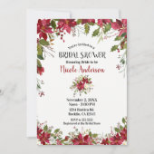 クリスマスホリデーポインセティアフラワーブライダルシャワー 招待状 (正面)
