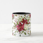 クリスマスホリデーポインセティアフラワーホリーベリー マグカップ (中央)