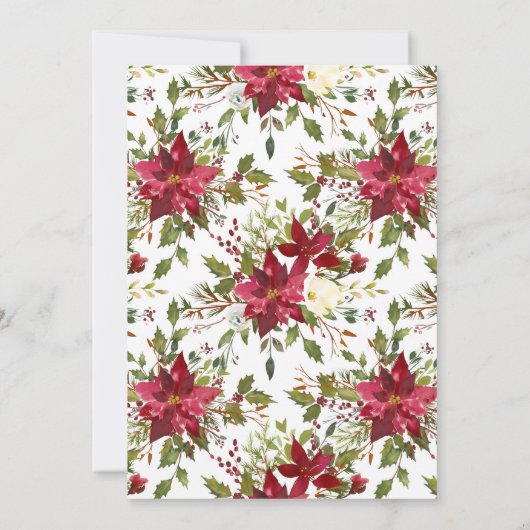 クリスマスホリデーポインセティアホリーベリ結婚ーズ 招待状 (裏面)