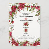 クリスマスホリデーポインセティアホリーベリ結婚ーズ 招待状 (正面/裏面)