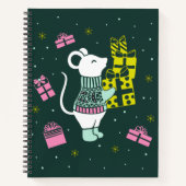 クリスマスホリデーマウスとプレゼントイラストレーション ノートブック (正面)