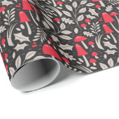 クリスマスホリデーマッシュルームラッピング紙 ラッピングペーパー (ロールコーナー)