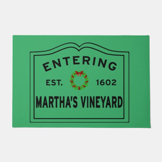 クリスマスホリデーマーサズヴィネヤードマサチューセッツ ドアマット (正面)