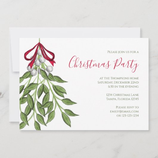 クリスマスホリデーミスタントー緑QRコード 招待状 (正面)