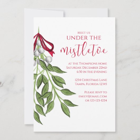 クリスマスホリデーミストレトーグリーンリーベリーパーティー 招待状 (正面)