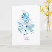 クリスマスホリデーメリーブライトブルーワッタカラー カード (黄色い花)