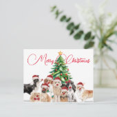 クリスマスホリデーメリー愛犬家サンタ ポストカード (スタンド正面)
