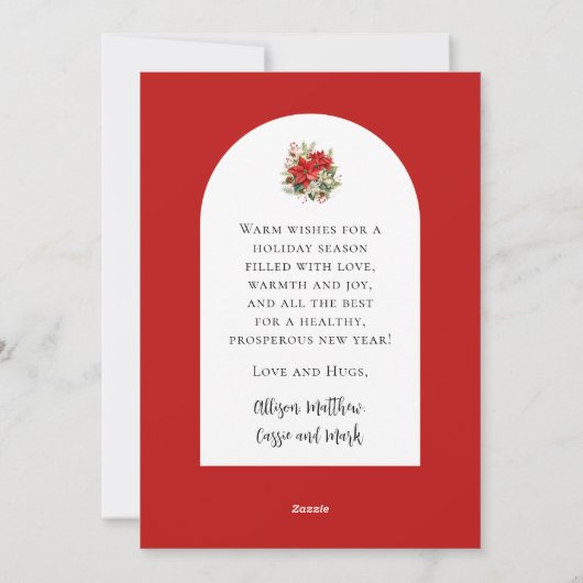 クリスマスホリデーメールボックスフローラモノグラムノーフォト シーズンカード (裏面)