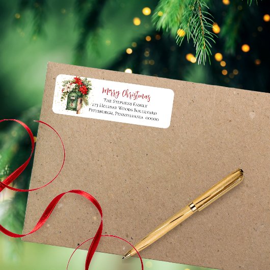 クリスマスホリデーメールボックスフローラモノグラム ラベル