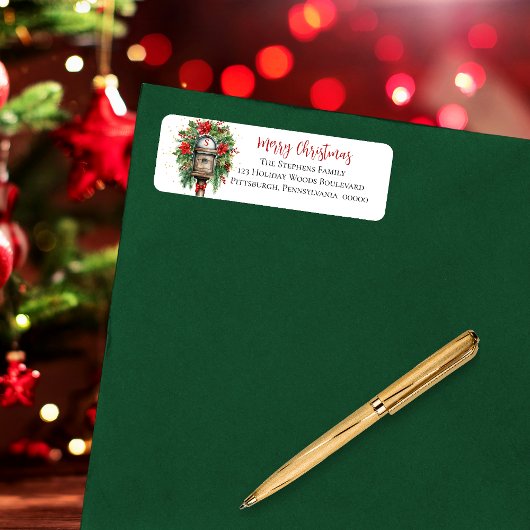 クリスマスホリデーメールボックスフローラモノグラム ラベル