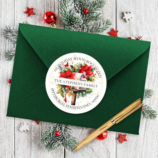 クリスマスホリデーメールボックスフローラ差出人住所 ラウンドシール