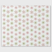 クリスマスホリデーモダンかわいい赤い緑の雪片 ラッピングペーパー (フラット)