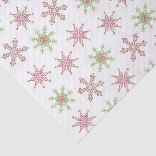 クリスマスホリデーモダンかわいい赤い緑の雪片 薄葉紙 (詳細)