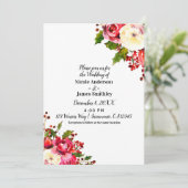 クリスマスホリデーモダンウィンターウェディングフローラ 招待状 (スタンド正面)