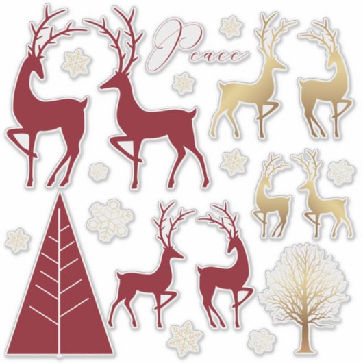 クリスマスホリデーモダンエレメンツ赤金ゴールド シール (正面)