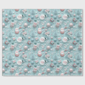 クリスマスホリデーモダンズブルー ラッピングペーパー (フラット)