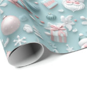 クリスマスホリデーモダンズブルー ラッピングペーパー (ロールコーナー)