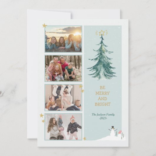 クリスマスホリデーモダンミニマルグリーティングカード サンキューカード (正面)