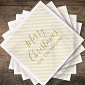 クリスマスホリデーモダンミニマル金ゴールドストライプ スタンダードカクテルナプキン