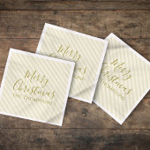 クリスマスホリデーモダンミニマル金ゴールドストライプ スタンダードカクテルナプキン