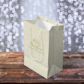 クリスマスホリデーモダンミニマル金ゴールド雪 ミディアムペーパーバッグ