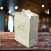 クリスマスホリデーモダンミニマル金ゴールド雪 ミディアムペーパーバッグ