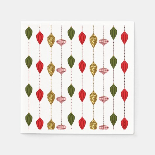 クリスマスホリデーモダンヴィンテージグラムオーナメント スタンダードカクテルナプキン (正面)