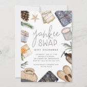 クリスマスホリデーヤンキースワップギフト交換パーティー 招待状 (正面)