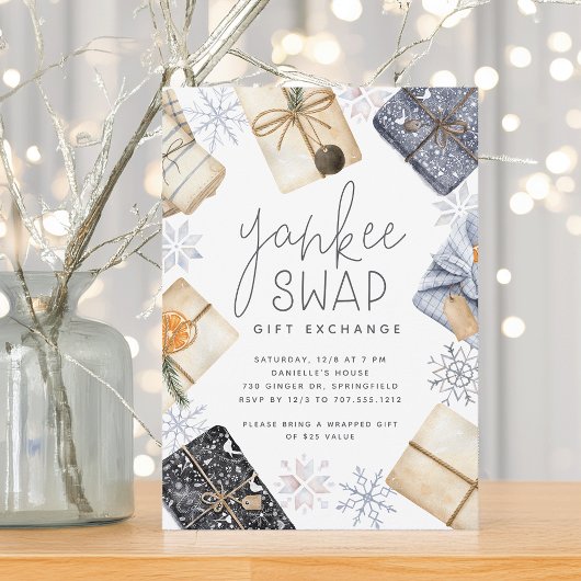 クリスマスホリデーヤンキースワップギフト交換パーティー 招待状
