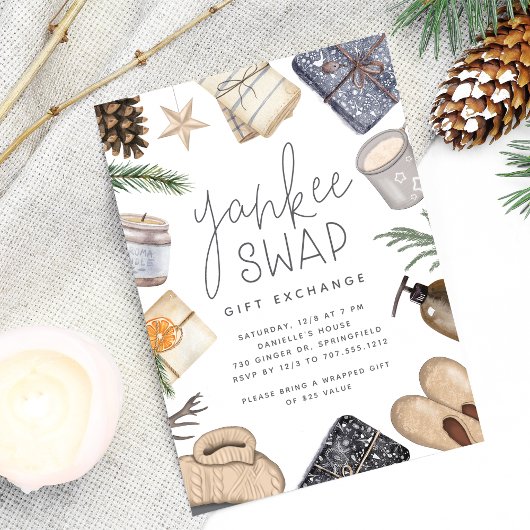 クリスマスホリデーヤンキースワップギフト交換パーティー 招待状