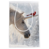 クリスマスホリデーユニコーン（鳥）ショウジョウコウカンチョウビューティフル ミディアムペーパーバッグ (正面)