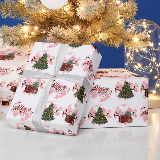 クリスマスホリデーラッピング紙ホワイト ラッピングペーパー (クリスマス)