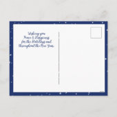 クリスマスホリデーラビットブルーホワイトピースイヤー シーズンポストカード (裏面)