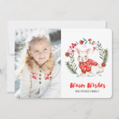 クリスマスホリデーラビット | フォト招待状 招待状 (正面)