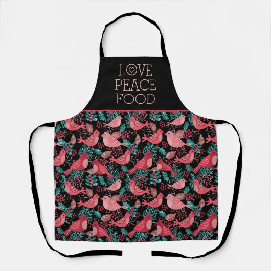 クリスマスホリデーラブピースフードボタニカル エプロン (正面)