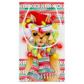 クリスマスホリデーラマ水の色のパターンカスタム スモールペーパーバッグ (裏面)