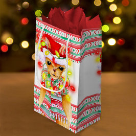 クリスマスホリデーラマ水の色のパターンカスタム スモールペーパーバッグ