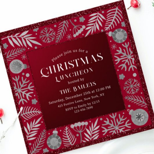クリスマスホリデーランチョンホテルグリッターウィンターフローラ 招待状